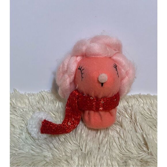 Target Fabric Poodle Head with Red Scarf Christmas Tree Ornament Wondershop - Picture 2 of 5